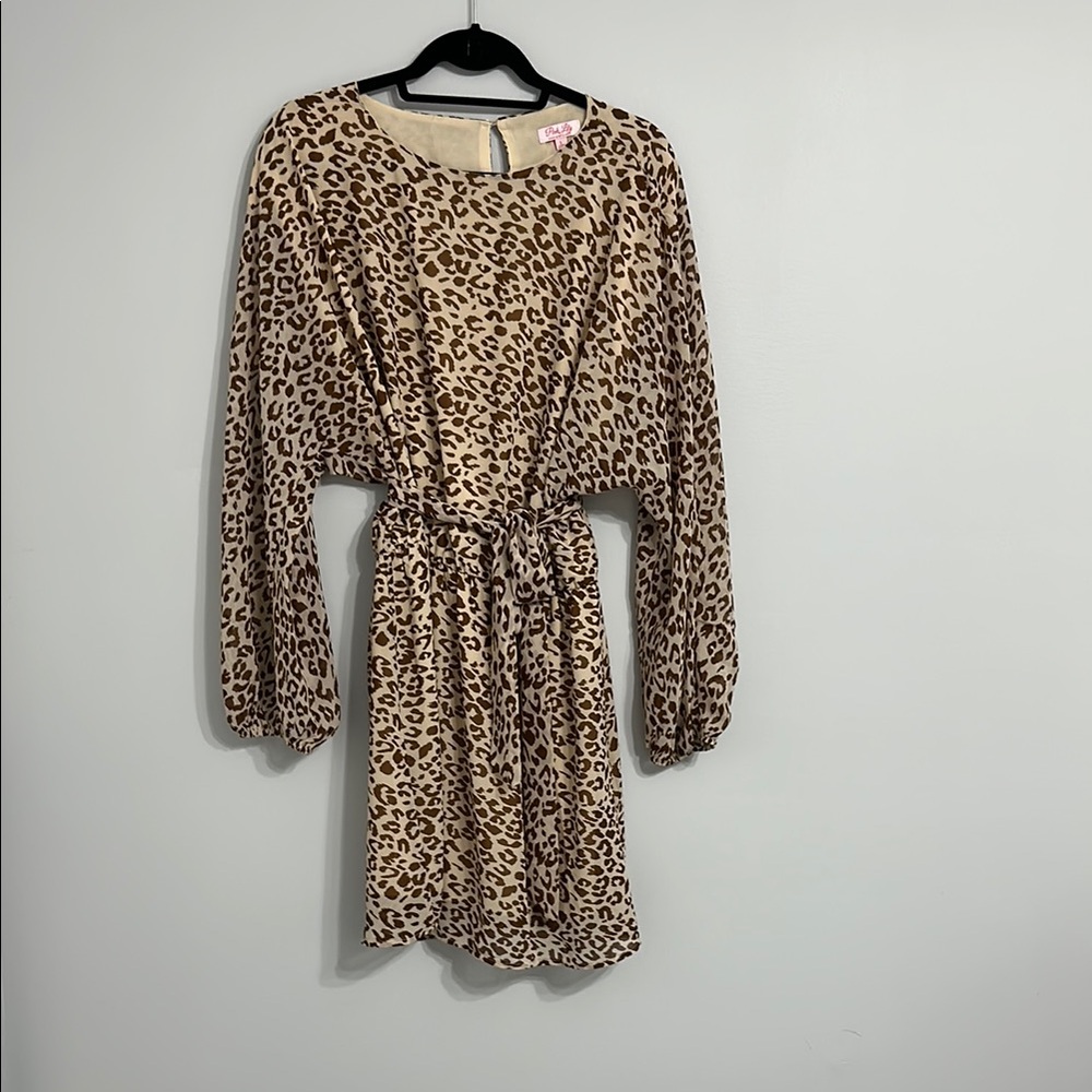 Pink Lily Tan and Brown Bishop Sleeve Sundress for Resort Wear